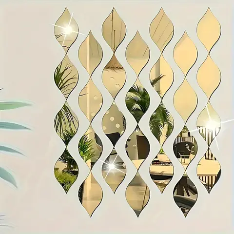 10pcs PVC Mirror Teardrop Shaped Decorative Mirror Sticker Removable Wall Sticker,gold,20*10.5CM