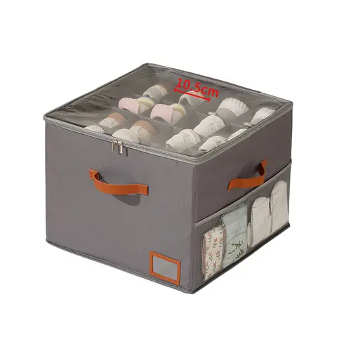 JORDAN&JUDY Gray Fabric Foldable Shoe Box, Minimalist, Breathable & Visible, Home Organizer