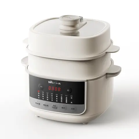 Bear DDZ-J25G2 4,1 Liter elektrischer Slow Cooker, Wasserbad-Schmorherd, multifunktionaler Suppenkocher, Dampf- & Schmorherd mit Mikrodrucktechnologie