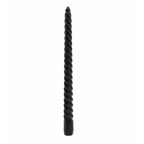 Candlelight Taper Candles Twisted Black 4pcs