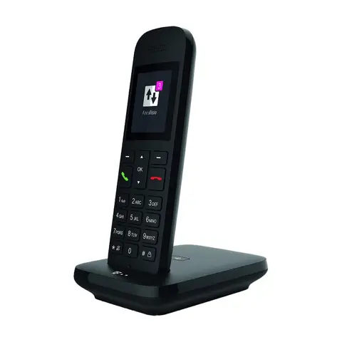 Telekom Sinus 12 mit schwarzer DECT-Basisstation, schnurloses Telefon mit 2 "LCD-TFT"-Displays