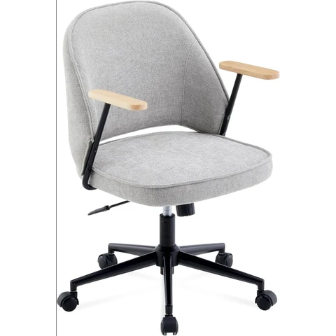 CLIPOP Home Office Chair Fabric, Ergonomic Computer Desk Chair, Swivel Chairs with Arms and Wheels, Padded Cushion Seat & Back Support for Study, Work Modern 0700 light grey single 61*63.5*95 cm