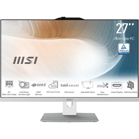 MSI Modern AM272P 1M-847EU alles-in-één-pc/werksessie, 68,6 cm (27"), 1920 x 1080 pixels, Intel Core 5 120U, 8 GB DDR5-SDRAM, 512 GB SSD, Windows 11