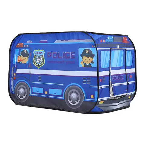 LIVINGANDHOME Faltbares Polizei-Fahrzeug Pop-Up Kinder-Spielzelt Spielhaus, Atmungsaktiv & Tragbar