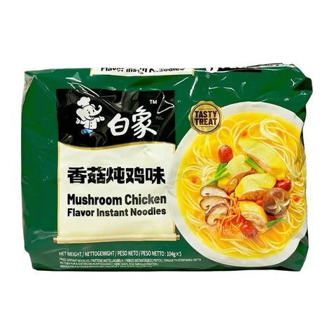 Bai Xiang Classic Mushroom & Chicken Stew Flavor Instant Noodles, 5 x 104 g