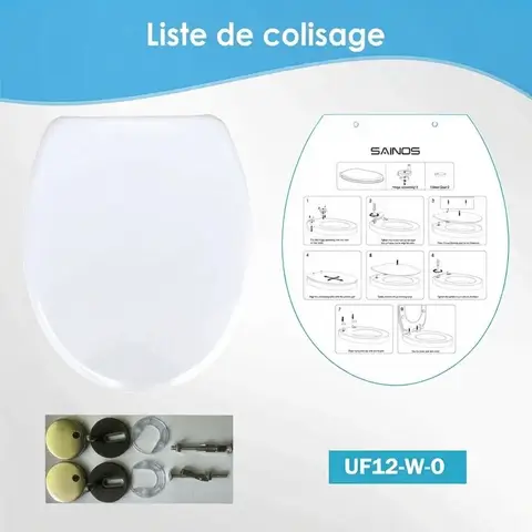 HomSeat Abattant WC en forme de O de qualité supérieure avec fonction d’arrêt en douceur – Fabriqué en plastique de haute qualité, 44.6 x 37.3  cm, 1 ensemble