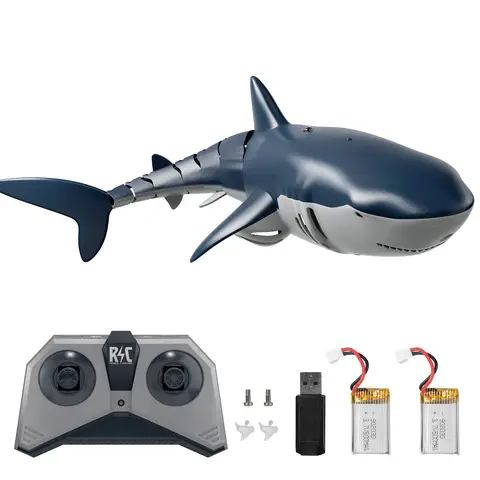 Jouets télécommandés en forme de requin avec éclairage et fonction de pulvérisation d'eau, échelle 1:18, haute simulation, pour lac, salle de bain et piscine