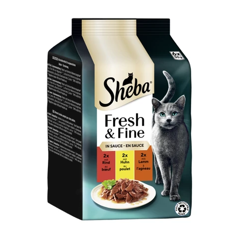 Sheba Fresh & Fine in Sauce mit Rind, Huhn und Lamm 6 x 50 g