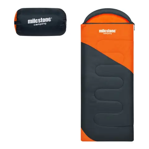 Milestone 250 Hooded Envelope Sleeping Bag- Orange
