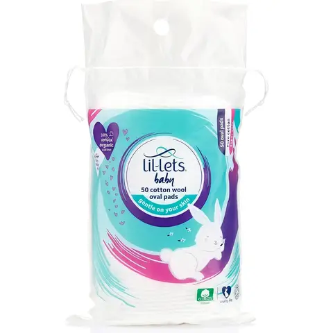Lil-Lets Baby 50 Cotton Wool Oval Pads