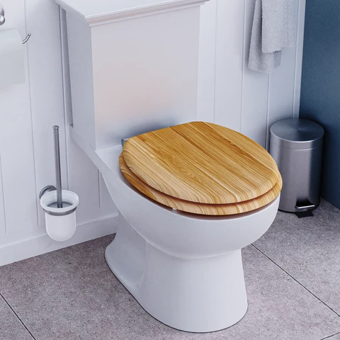 Croydex Flexi- Fix Wooden Toilet Seat Hartley - Light Oak Effect
