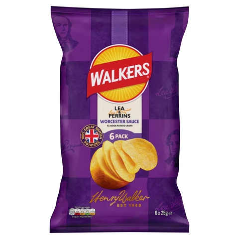 Walkers Worcester Sauce Multipack Crisps 6x25g