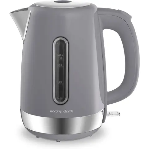 Morphy Richards Equip Jug Kettle, 1.7L, Rapid Boil, Coated Stainless Steel, Grey - 102787