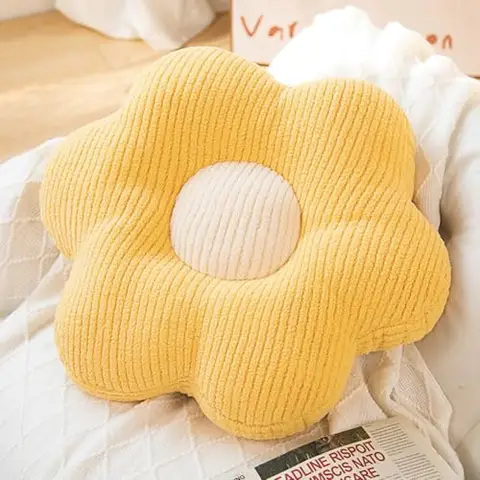 Flower-Shaped Cute Floor Pillow Flower Chair Cushions Reading Meditation Floor Pillow and Leisure and Comfortable Pillow(19.6in),yellow