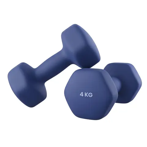 ochamaxsongmics  Set of 2 Dumbbells, 2 x 4 kg Hand Weights with Neoprene Coating, Hexagonal Dumbbells Pair, Home Workout, Fitness Training Exercise, Blue