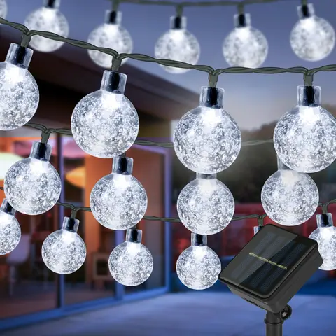 Vivreal Solar-Bubble-Ball-Lichterkette – 11 m (36 ft), 60 LEDs, kaltweiß, wasserdicht, für Garten, Terrasse & Feiertagsdeko, Neujahrssale, Top-Geschenkideen