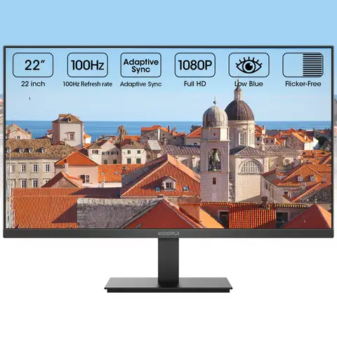 KOORUI E2212F 21.45 Inch Monitor, FHD 1920 x 1080 100Hz PC Monitor, Adaptive Sync HDMI 1.4