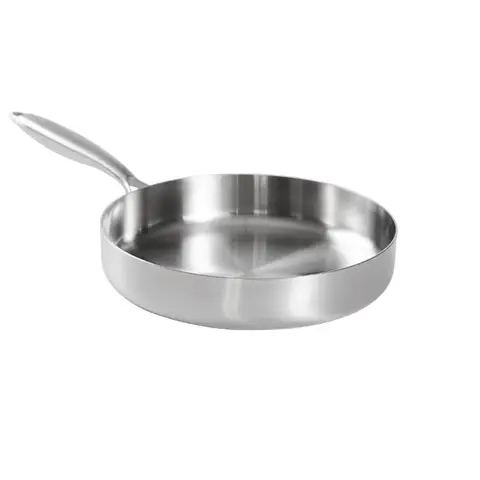 Série de poêles en acier inoxydable triple feuilleté PURECOOK 304 avec bords dorés blanc | 1 poêle en acier inoxydable triple feuilleté 304 de 20 cm doré blanc (sans couvercle, bords biseautés)