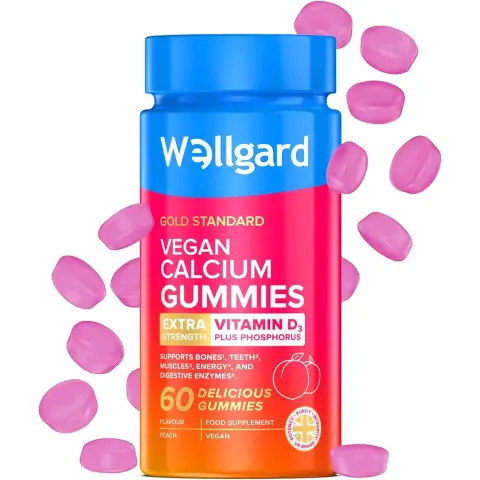 Wellgard Vegan Calcium & Vitamin D3 Gummies Peach Flavour - 60 Vegan Gummies