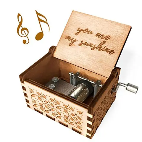 Alphynix 1pc "You Are My Sunshine" Music Box, Hand-Cranked Wooden Keepsake with Laser Engraved Lyrics, Vintage Musical Gift for Loved Ones