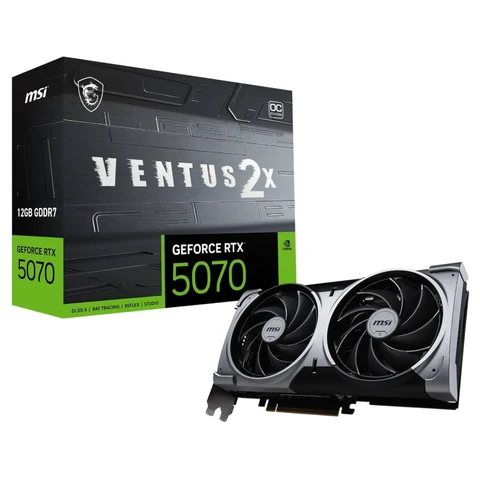 MSI GeForce RTX 5070 12G Ventus 2X OC Grafikkarte - 12GB GDDR7 (28Gbps/192-bit), PCIe 5, Boost: 2542 MHz, HDMI 2.1b, DisplayPort 2.1b
