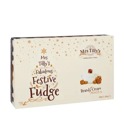 Mrs Tilly's Brandy Cream Christmas Fudge Gift Box 400g