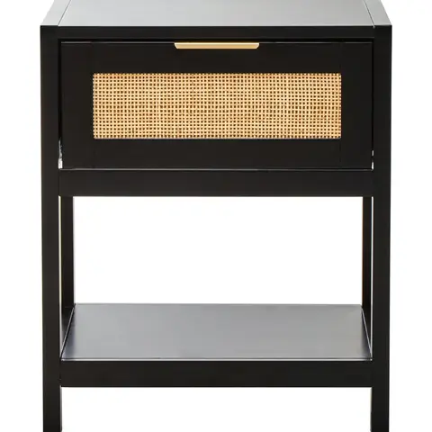 Interiors by Premier Bedside Table Sherman 1 Drawer Black/Rattan