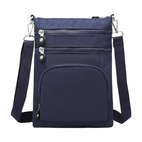 Kono Multi Pocket RFID Blocking Crossbody Bag for Women Shoulder Bags Cross Body Satchel Sling Messenger Bag (Navy)
