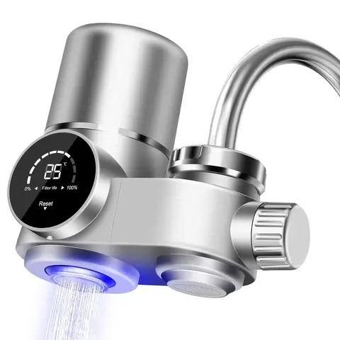 Smart LED Wasserhahn-Wasserfilter 0586GY 8-Stufen UV-Reiniger, Selbstversorgend Wasserhahn-Filter-Set