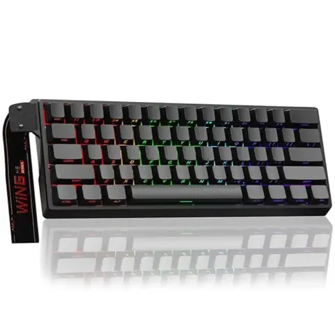 AULA WIN60HE 60% Gaming Wired Keyboard, Magnetic Switch Hot Swappable, Adjustable Actuation Rapid Trigger Mode, 8000 Hz Polling Rate, RGB Small Keyboard 60 Percent Compact Design for PC - Side-Engraved keycaps Black/Graywood Magnetic Switch