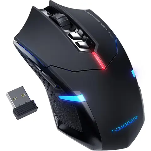 ET Wireless Gaming Mouse- USB Cordless PC Accessories Computer Mice with LED Backlit, Ergonomic Gamer Laptop Mouse with 5 Adjustable DPI Plug & Play for PC