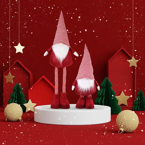 SALCAR Kerstdecoratie kabouter, XL kabouter, groot van vilt met telescopische poten tot 60-92 cm hoog, in hoogte verstelbaar, leuk cadeau voor Kerstmis en Thanksgiving - grijs