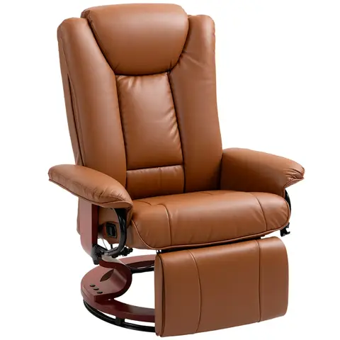 HOMCOM Manual Recliner Chair with Footrest, Upholstered Reclining Armchair with Adjustable Backrest and Steel Frame Brown