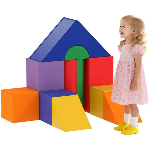 HOMCOM 11-Piece Soft Play Equipment for Toddlers, Kids Soft Play Set, Foam Blocks for Climbing, Crawling, Ages 1-3 Years Mult