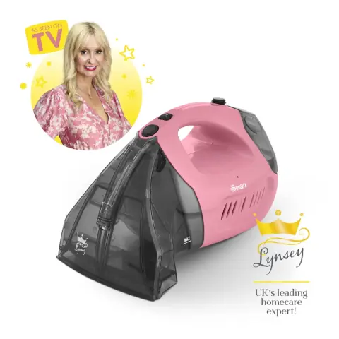 Swan SC18410QOCN TV’s Queen of Clean Handheld Carpet Cleaner with 5m Power Cord, 480ml Water Tank, 500W, Pink