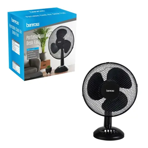 12" Desk Fan - Black