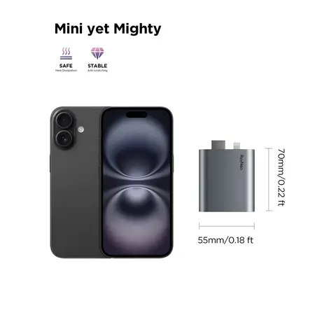 RayNeo HDMI Adapter for iPhone 14 & Earlier with Lightning/HDMI Devices, Built-in Battery & Charge and Play, Supports 1080P@120Hz, 4K@30Hz Video – Compatible with Air 3s / Air 2s / Air 2 XR Glasses