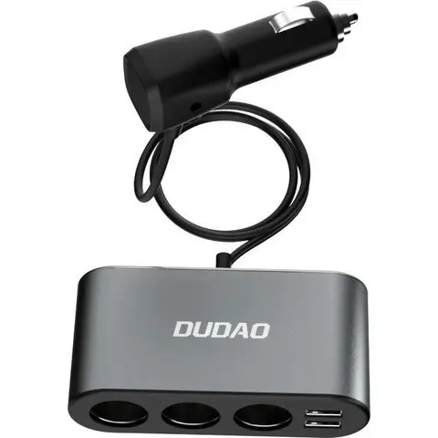 Dudao Auto-Ladegerät 2x USB / 3x Zigarettenanzünder-Verteiler Schwarz (R1Pro Schwarz)