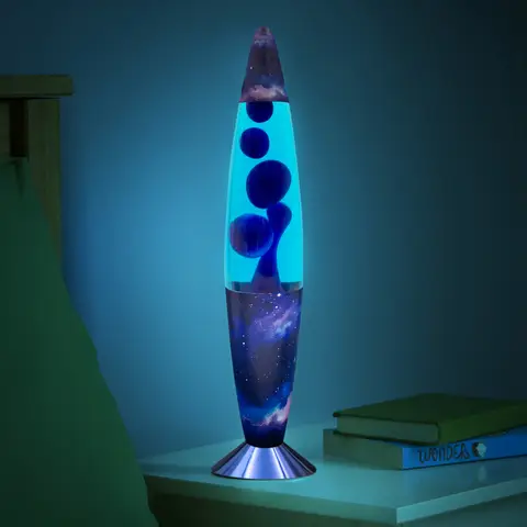 GLOBAL GIZMOS Lava Lamp Rocket Galaxy Blue