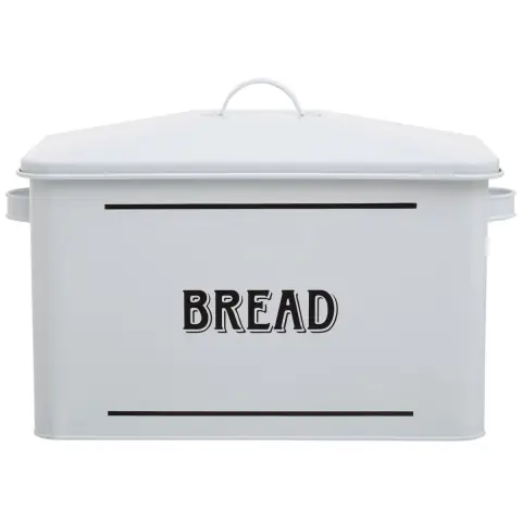 Grocer White Metal Bread Bin