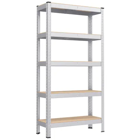 SONGMICS Shelving, with 5 Shelves, 75x30x150cm, Set of 2, Silver