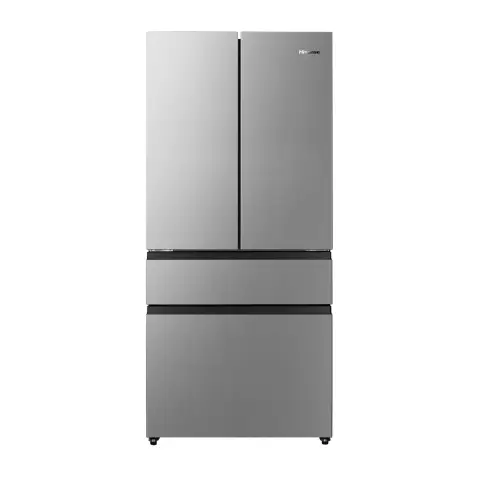Hisense RF540N4SBI2 French Door Kühl-Gefrierkombination / NoFrostPlus / Inverter-Kompressor / ConvertActive / CrispZone / 181,7 cm / Kühlteil 302 l / Gefrierteil 178 l / 40 dB / 310 kWh/Jahr / Edelstahl-Look [Energieklasse E]