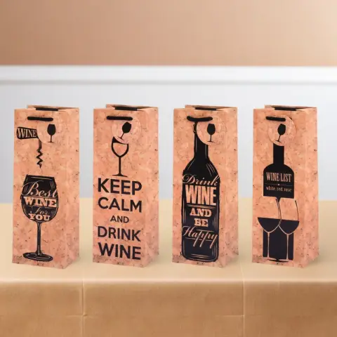 MIKIREI Wine Bag - Classic Kraft Paper, Pack of 8