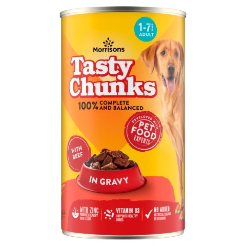 Morrisons Tasty Chunks in Gravy with Beef Adult 1-7 Years 1.2kg