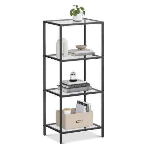 VASAGLE Storage Rack, 4-Tier, 40x30x95cm, Transparent and Black Ink