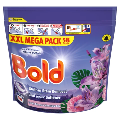 Bold PODS Washing Liquid Capsules 58 Washes , Exotic Bloom