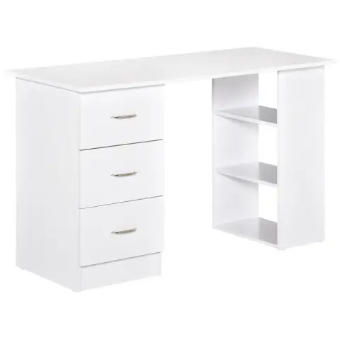 Homcom Desk 3 Drawers 3 Shelves White