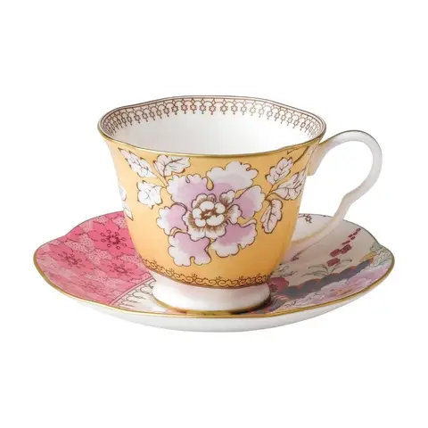WEDGWOOD Butterfly Bloom Fein Bone China Teetasse & Untertasse Set mit 22K Goldrand - Mehrfarbig