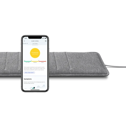 Withings Sleep Analyser – Sleep Apnoea Detection, Heart Rate Tracking, Under-Mattress Sensor – Grey, WBS05