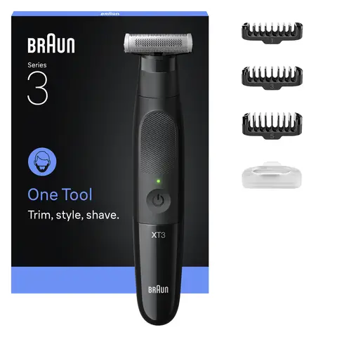 Braun XT3100 Hybrid Electric Trimmer Series X for Face & Grooming with Innovative 4D-Blade, Waterproof, Cordless 45-Minute Battery Run-Time, Black